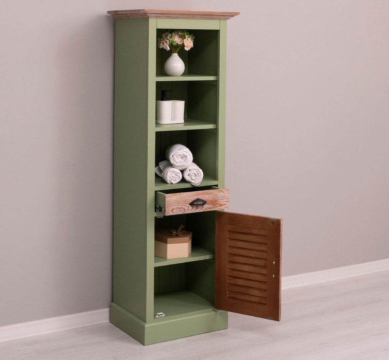 Badezimmerschrank | Handtuchschrank aus Massivholz - Mint - Gebürstet