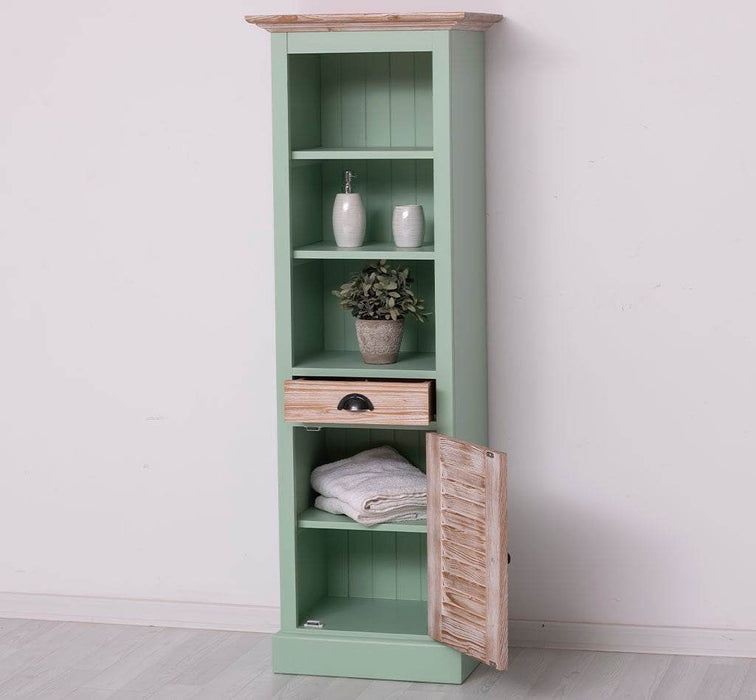 Badezimmerschrank | Handtuchschrank aus Massivholz - Mint - Gebürstet