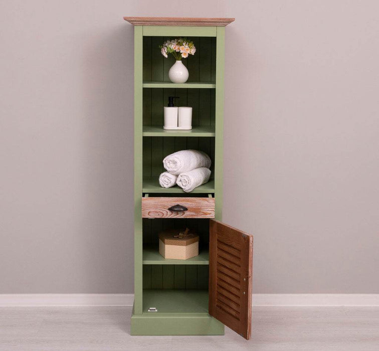 Badezimmerschrank | Handtuchschrank aus Massivholz - Mint - Gebürstet