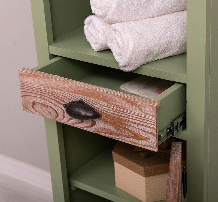 Badezimmerschrank | Handtuchschrank aus Massivholz - Mint - Gebürstet