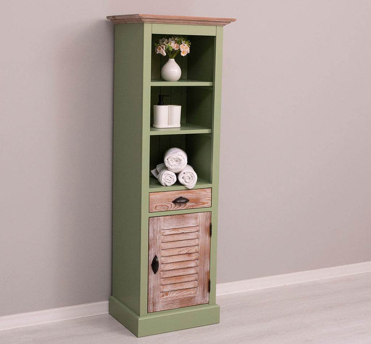 Badezimmerschrank | Handtuchschrank aus Massivholz - Mint - Gebürstet