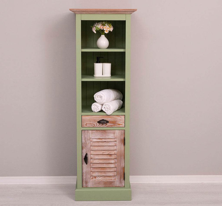 Badezimmerschrank | Handtuchschrank aus Massivholz - Mint - Gebürstet