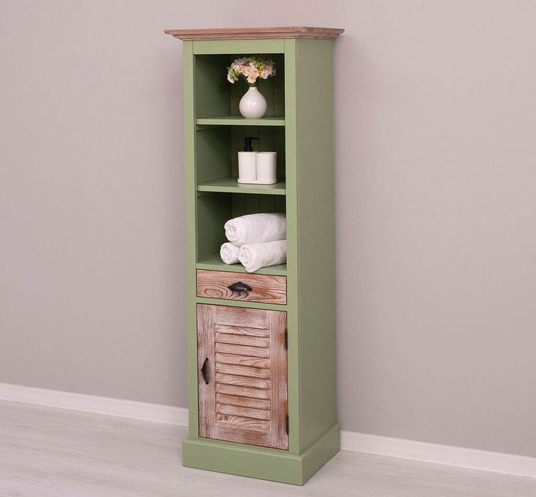 Badezimmerschrank | Handtuchschrank aus Massivholz - Mint - Gebürstet