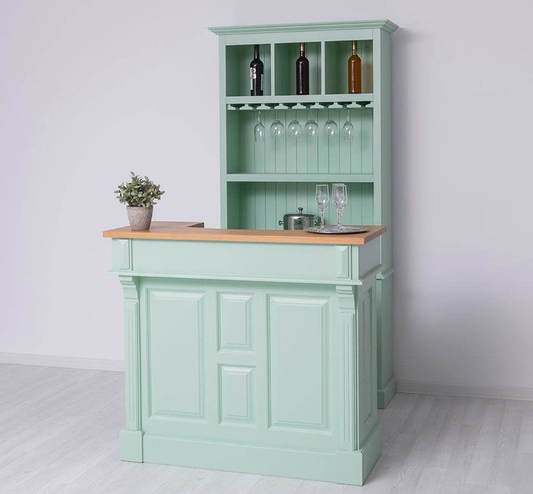 Bar-Set bestehend aus Empfangstheke| Bartresen und Buffetschrank mit Glashalterungen - Mint