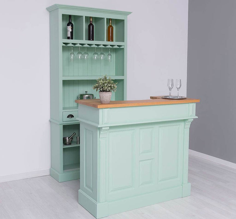 Bar-Set bestehend aus Empfangstheke| Bartresen und Buffetschrank mit Glashalterungen - Mint