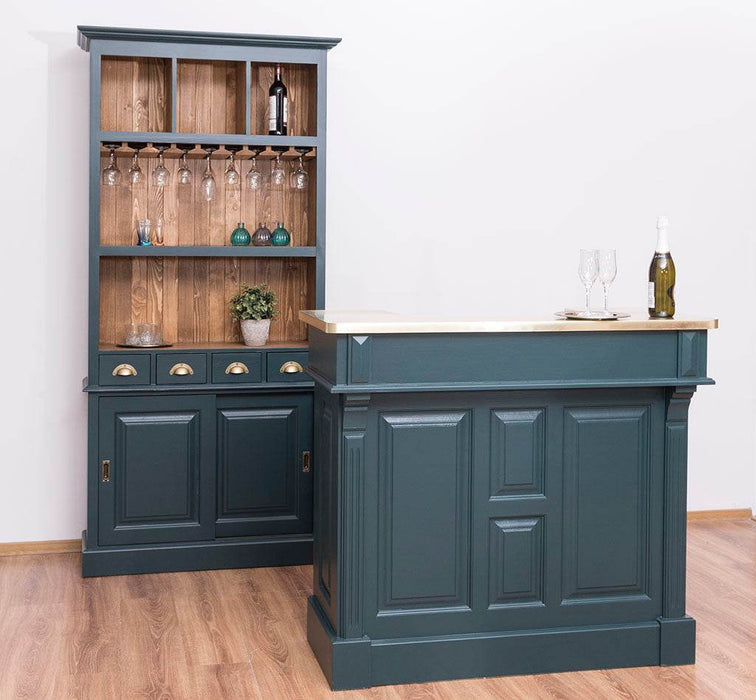 Bar-Set bestehend aus Empfangstheke| Bartresen und Buffetschrank mit Glashalterungen - Mint
