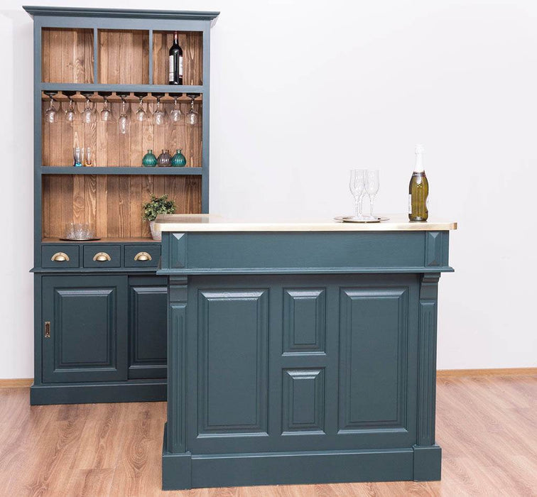 Bar-Set bestehend aus Empfangstheke| Bartresen und Buffetschrank mit Glashalterungen - Mint