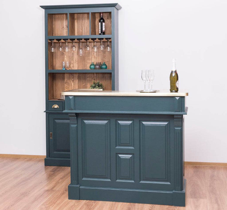 Bar-Set bestehend aus Empfangstheke| Bartresen und Buffetschrank mit Glashalterungen - Mint