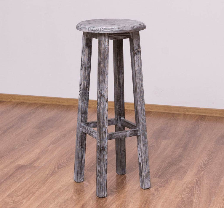 Barhocker aus Massivholz rund - Schwarz