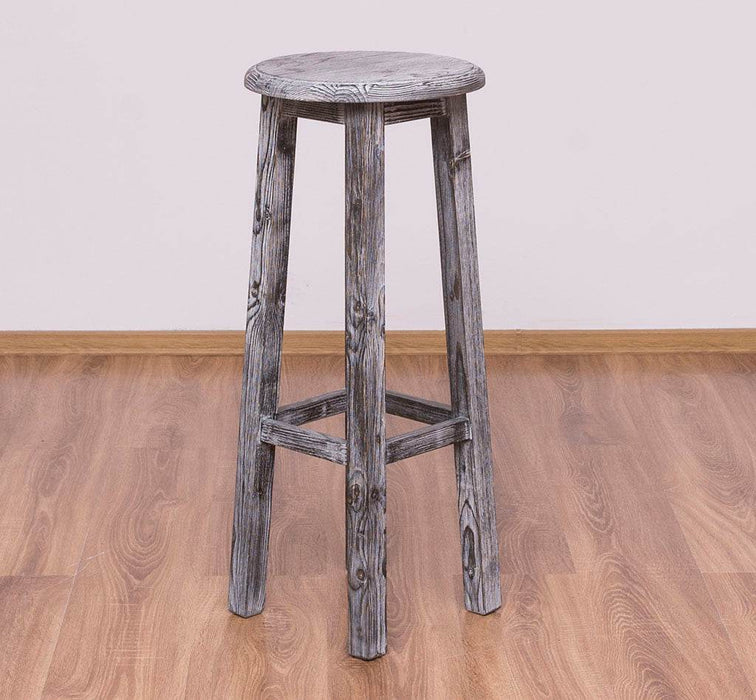 Barhocker aus Massivholz rund - Schwarz