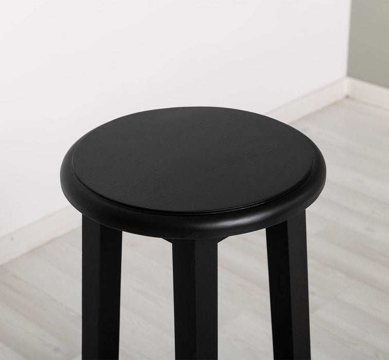 Barhocker aus Massivholz rund - Schwarz