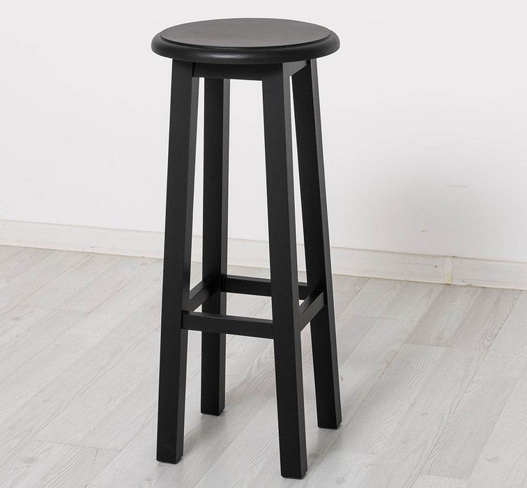 Barhocker aus Massivholz rund - Schwarz