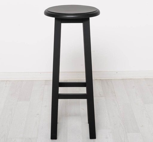 Barhocker aus Massivholz rund - Schwarz