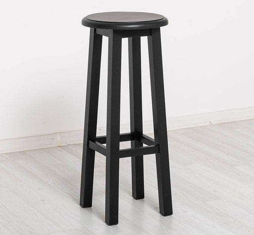 Barhocker aus Massivholz rund - Schwarz