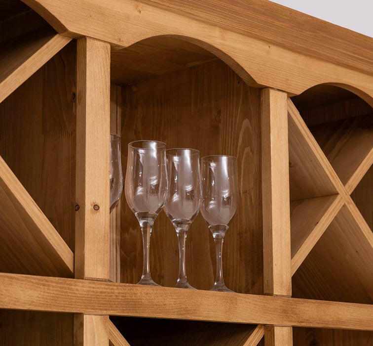 Buffet- und Weinschrank aus Massivholz mit Flaschenablagen - Petrol