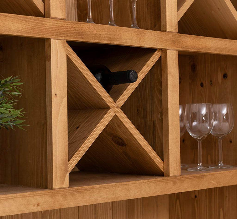 Buffet- und Weinschrank aus Massivholz mit Flaschenablagen - Petrol