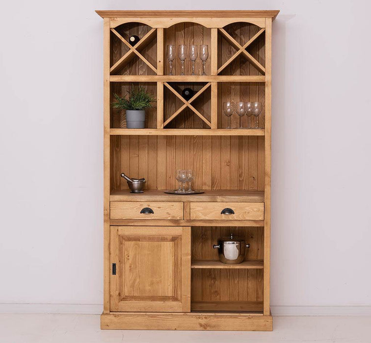 Buffet- und Weinschrank aus Massivholz mit Flaschenablagen - Petrol