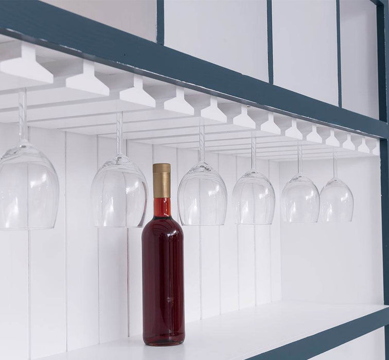 Großer Buffetschrank aus Massivholz mit Glashalterungen in verschiedenen Farben - Blau