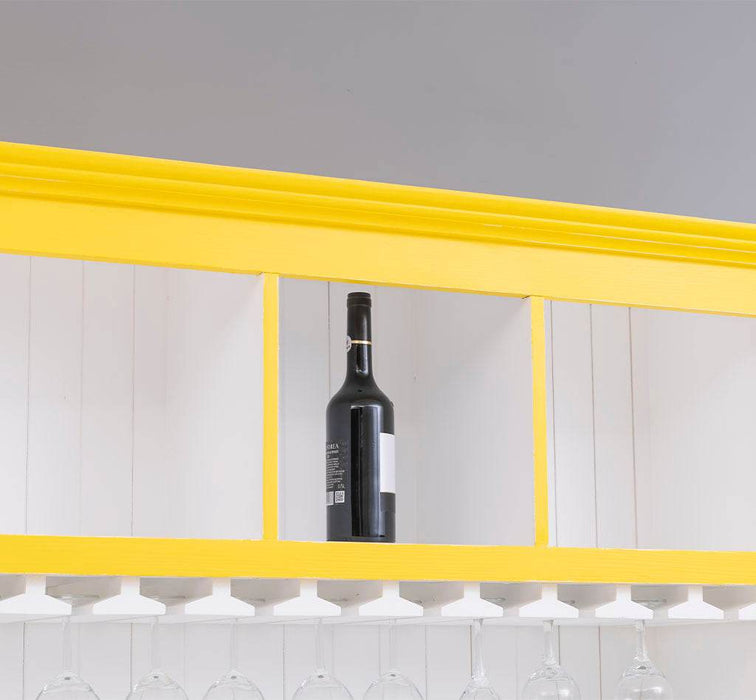 Großer Buffetschrank aus Massivholz mit Glashalterungen in verschiedenen Farben - Blau