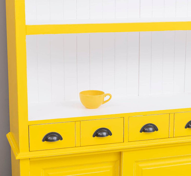 Großer Buffetschrank aus Massivholz mit Glashalterungen in verschiedenen Farben - Blau