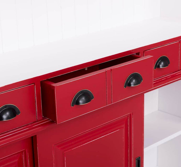 Großer Buffetschrank aus Massivholz mit Glashalterungen in verschiedenen Farben - Blau