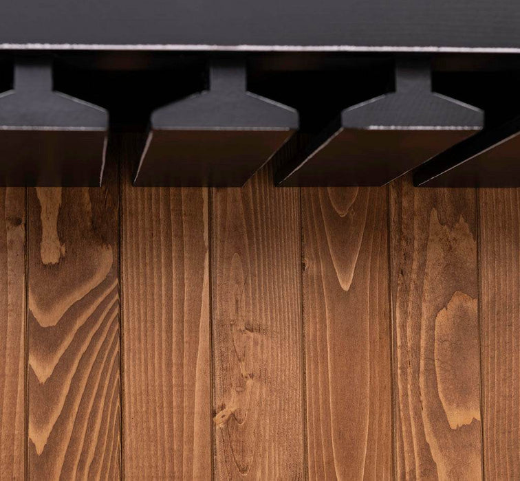 Buffetschrank aus Massivholz mit Glashalterungen in schwarz - Schwarz