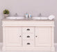 Doppelwaschtisch mit Unterschrank - Waschbeckenunterschrank aus Massivholz mit Eichenplatte - Creme