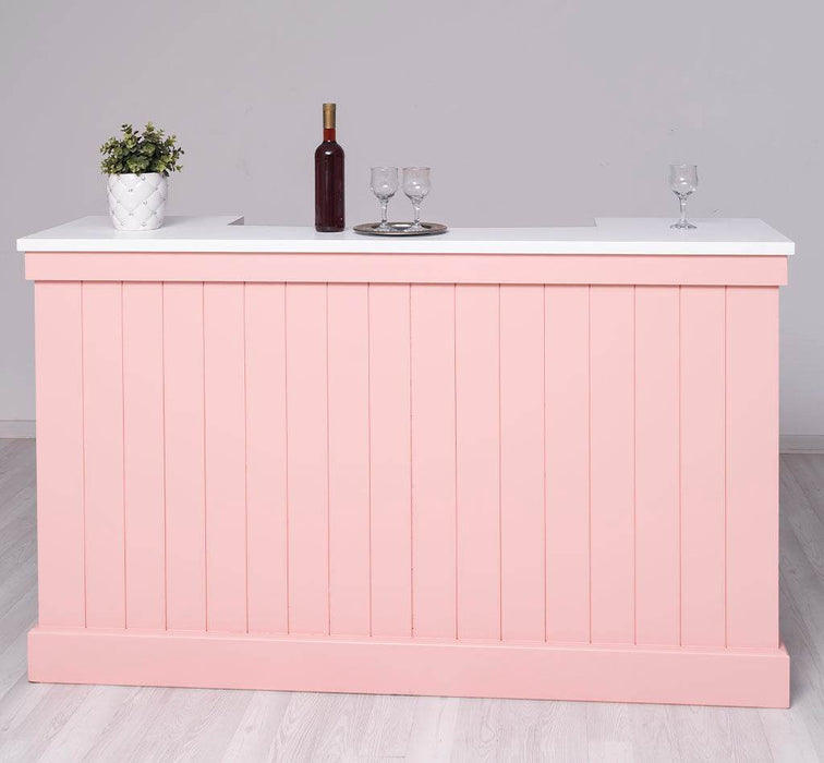 Empfangstheke aus Massivholz | Bartresen 180 mit zwei Schubladen - Rosa