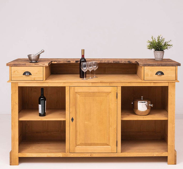 Empfangstheke aus Massivholz | Bartresen | Kaffeetheke in 2 Größen - 160 x 65 x 107 / Eiche lackiert | Petrol