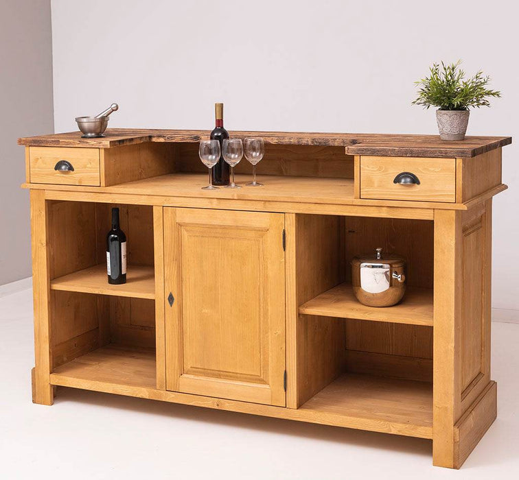 Empfangstheke aus Massivholz | Bartresen | Kaffeetheke in 2 Größen - 160 x 65 x 107 / Eiche lackiert | Petrol