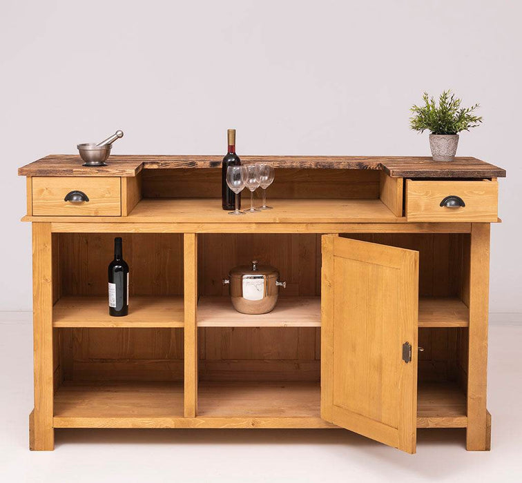 Empfangstheke aus Massivholz | Bartresen | Kaffeetheke in 2 Größen - 160 x 65 x 107 / Eiche lackiert | Petrol