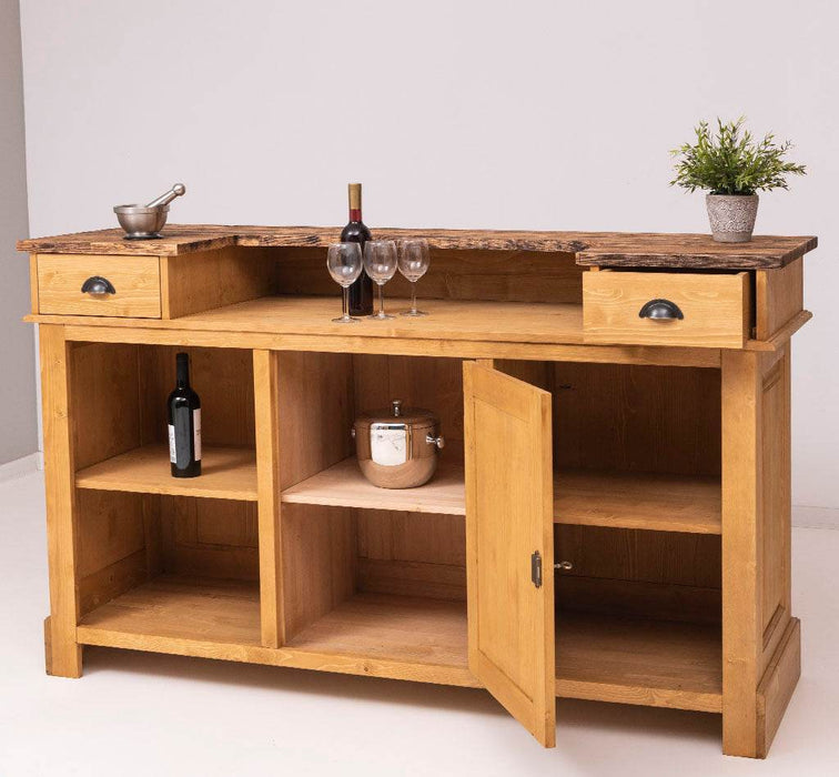Empfangstheke aus Massivholz | Bartresen | Kaffeetheke in 2 Größen - 160 x 65 x 107 / Eiche lackiert | Petrol