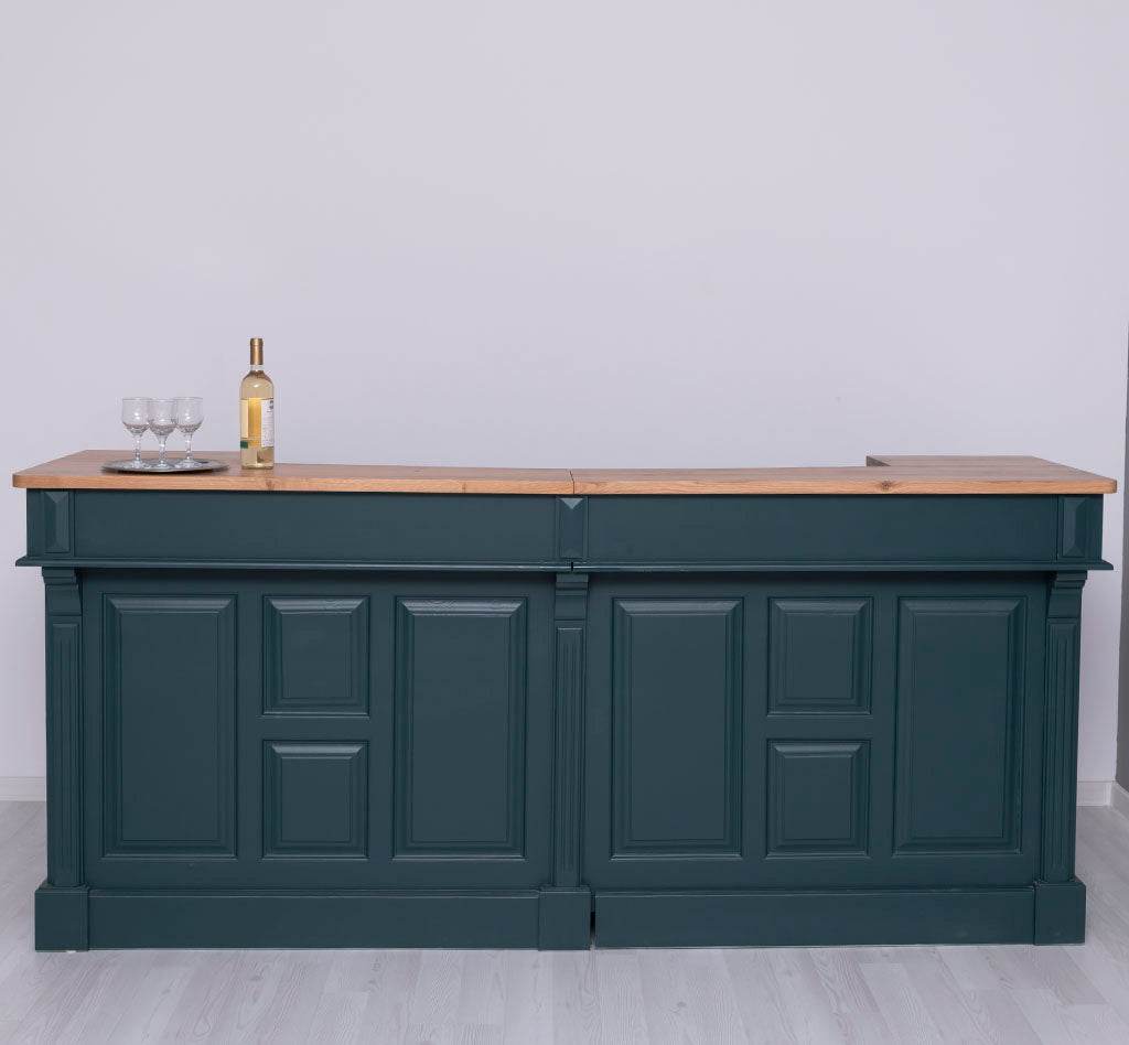 Große Empfangstheke aus Massivholz |  Vintage Bartresen im Landhausstil