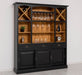 Großer Buffet- und Weinschrank aus Massivholz | Wohnzimmerschrank mit Glashalter und Flaschenablagen - Schwarz