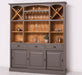 Großer Buffet- und Weinschrank aus Massivholz | Wohnzimmerschrank mit Glashalter und Flaschenablagen - Schwarz
