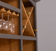 Großer Buffet- und Weinschrank aus Massivholz | Wohnzimmerschrank mit Glashalter und Flaschenablagen - Schwarz