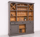 Großer Buffet- und Weinschrank aus Massivholz | Wohnzimmerschrank mit Glashalter und Flaschenablagen - Schwarz