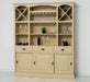Großer Buffet- und Weinschrank aus Massivholz | Wohnzimmerschrank mit Glashalter und Flaschenablagen - Schwarz