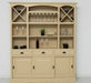 Großer Buffet- und Weinschrank aus Massivholz | Wohnzimmerschrank mit Glashalter und Flaschenablagen - Ocker