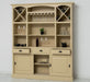 Großer Buffet- und Weinschrank aus Massivholz | Wohnzimmerschrank mit Glashalter und Flaschenablagen - Schwarz