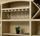 Großer Buffet- und Weinschrank aus Massivholz | Wohnzimmerschrank mit Glashalter und Flaschenablagen - Schwarz