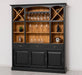 Großer Buffet- und Weinschrank aus Massivholz | Wohnzimmerschrank mit Glashalter und Flaschenablagen - Schwarz