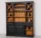 Großer Buffet- und Weinschrank aus Massivholz | Wohnzimmerschrank mit Glashalter und Flaschenablagen - Schwarz