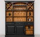 Großer Buffet- und Weinschrank aus Massivholz | Wohnzimmerschrank mit Glashalter und Flaschenablagen - Schwarz