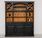 Großer Buffet- und Weinschrank aus Massivholz | Wohnzimmerschrank mit Glashalter und Flaschenablagen - Schwarz