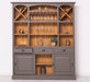 Großer Buffet- und Weinschrank aus Massivholz | Wohnzimmerschrank mit Glashalter und Flaschenablagen - Schwarz