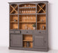 Großer Buffet- und Weinschrank aus Massivholz | Wohnzimmerschrank mit Glashalter und Flaschenablagen - Schwarz