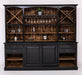Großer Buffetschrank aus Massivholz | Wohnzimmerschrank mit Glashaltern und Weinfächern - Piano Schwarz - geflammt
