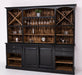 Großer Buffetschrank aus Massivholz | Wohnzimmerschrank mit Glashaltern und Weinfächern - Schwarz - gewachst