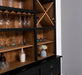 Großer Buffetschrank aus Massivholz | Wohnzimmerschrank mit Glashaltern und Weinfächern - Schwarz - gewachst